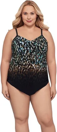 Trimshaper Hank Handkerchief Tankini Swimsuit Top in Leopard In The Mist Ombre at Nordstrom, Size 12