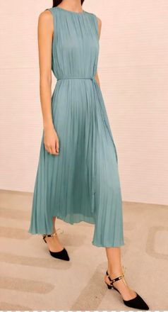 Ulla Johnson Fianna Pleated Sleeveless Midi Dress In Sea Glass