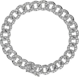 Leo Pizzo Bracciale Groumette in oro bianco 18 carati con diamanti - Argento