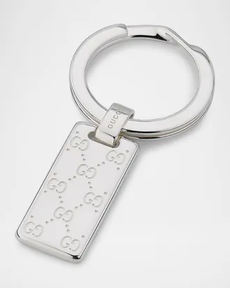 Gucci Men & apos;s Gucci Signature Sterling Silver Keyring