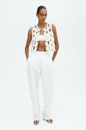 H&M Crochet-look vest in Cream at Nordstrom, Size Medium