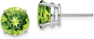 Diamond2Deal 14k White Gold 8mm Peridot Earrings