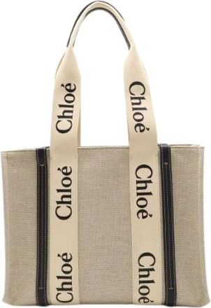 Chlo&eacute; Pre-owned Tote Bags, female, Beige, Size: ONE SIZE Pre-owned Linen Tote