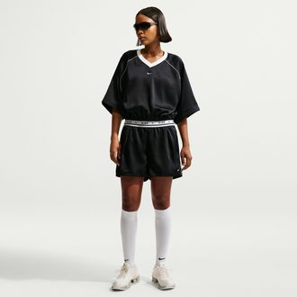 Nike Womens Nike Sportswear Loose Mid-Rise Satin Shorts in Black | IH1328-010