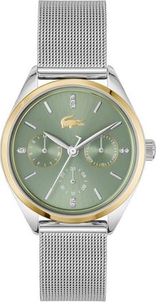 Lacoste Atena Multifunction Mesh Strap Watch, 34mm in Silver at Nordstrom