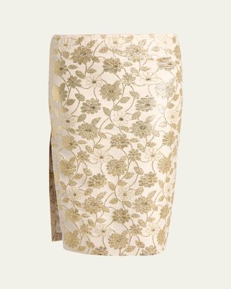 Saint Laurent Brocade Midi Skirt