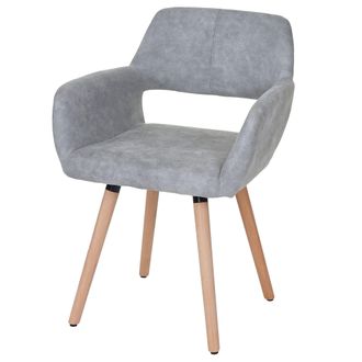 Hhg Nunca Usado] Silla De Comedor Hhg 428 Ii, Silla Silla De Cocina, Dise&ntilde;o Retro A&ntilde;os 50, Textil, Vintage Gris Hormig&oacute;n, Patas Ligeras