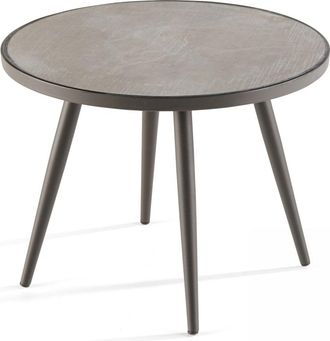 Oviala Mesa de centro redonda con efecto de hormigón en la superficie