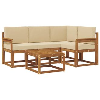 vidaXL Conjunto De Sof&aacute;s De Exterior Con Coj&iacute;n 5 Pcs Natural Y Beige Vidaxl
