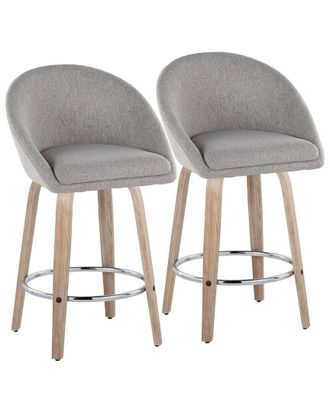 LumiSource LumiSource Set of 2 Matisse Highback 26in Contemporary Fixed-Height Counter Swivel Stools with Footrest
