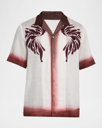 Dries Van Noten Mens Carltone Embroidered Camp Shirt