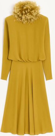 Valentino Abito Midi In Georgette Con Piume Donna OCRA 36