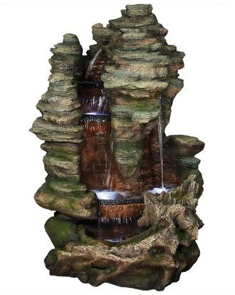 Sunnydaze Flat Rock Summit Outdoor Waterfall Water Fountain Garden Feature
