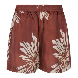 Brunello Cucinelli Brunello Cucinelli, Beachwear, female, Red, Size: M Bloom Print Pongee Shorts