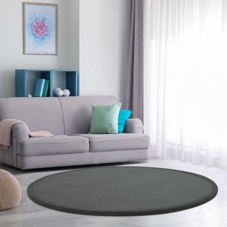 Paco Home Paco Home Alfombra De Habitacion Bebe Infantil Ni&ntilde;a Ni&ntilde;o De Juego Suave Antideslizante Antracita, &Oslash; 200 Cm Redon