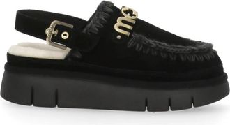 Mou Bounce Clog Back Strap - Dames - Klompen - Zwart - 36 EU - Wol - Schoenen