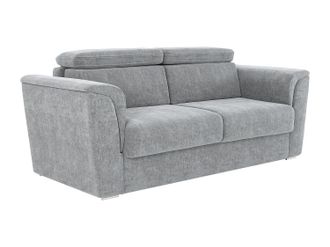 Vente-Unique Sof&aacute; cama de 3 plazas de apertura r&aacute;pida de tela gris - Cama de 140 cm - Colch&oacute;n con memoria de forma de 22 cm RIZORA