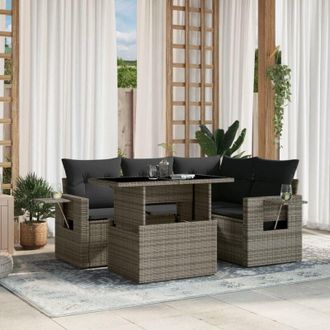 vidaXL Vidaxl - Set Divano da Giardino 5 pz con Cuscini Grigio in Polyrattan