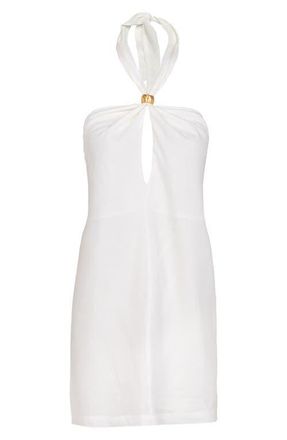 Vix Aster Halter Linen Blend Cover-Up Dress in Off White at Nordstrom, Size Medium