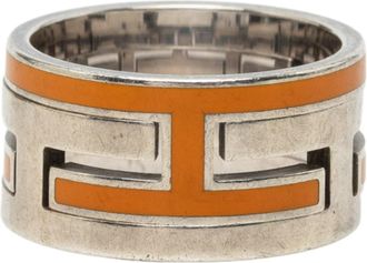 Herm&egrave;s Silver Orange Silver 925 Band Ring (Pre-Owned)