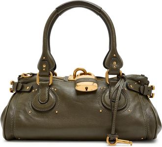 Chlo&eacute; Paddington Padlock Grained Leather Shoulder bag - Khaki - One Size