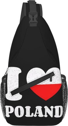 Generic I Love Poland Crossbody Bag Lightweight Chest Bag Breathable Backpack For Men Women Sports
