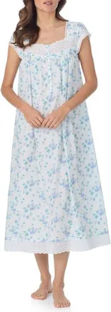 Eileen West Cotton Ballet Nightgown in White/Floral at Nordstrom, Size X-Large