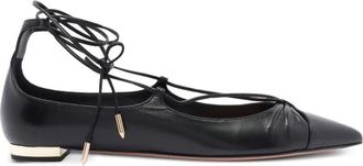 Aquazzura Chique Platte Sandalen - Dames - Ballerinas - Zwart - 39 EU - Leer - Schoenen