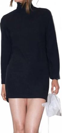 perfectwhitetee Anette Brushed Sweater Mock Neck Dress In Black