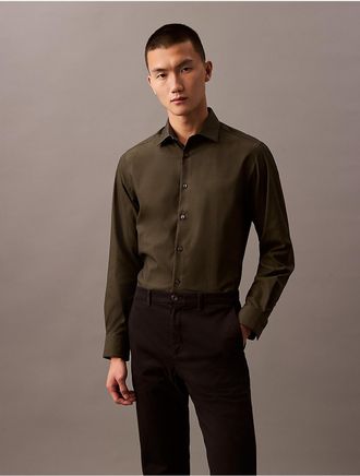 Calvin Klein Calvin Klein Mens Steel Solid Slim Fit Button-Down Shirt - Green - 14H/323