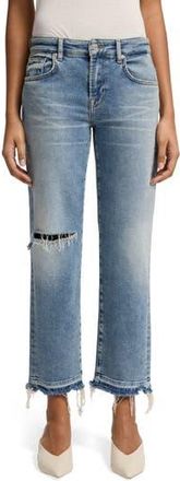 7 For All Mankind Calie Ripped Mid Rise Ankle Straight Leg Jeans in Shore Break at Nordstrom Rack, Size 27