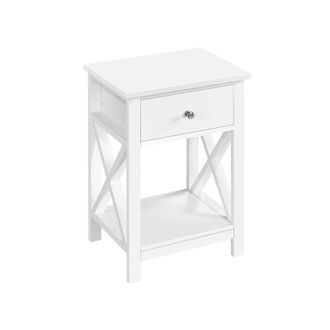 Yaheetech Yaheetech Mesa Auxiliar Mesita De Noche Blanca Con Caj&oacute;n 40 X 30 X 55 Cm Para Sof&aacute; Dormitorio Sala De Estar Blanco