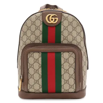 Gucci Beige Brown Green Red Color Yellow Gg Supreme Backpack (Pre-Owned)