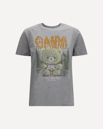 Ganni T-shirt Teddy Forest in cotone Woman XS