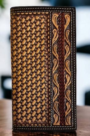 Twisted X Boots Hand Tooled And Laced Bi Fold Wallet In Brown