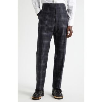 Thom Browne Plaid Wool Backstrap Pants in Black at Nordstrom, Size 3
