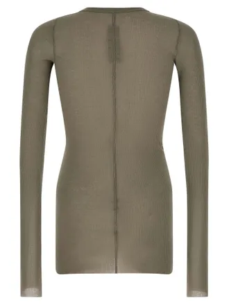 Rick Owens Ribbed Viscose-Silk Blend T-Shirt - Sage