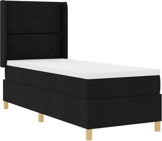 vidaXL Vidaxl - Cama Con Somier Con Colch&oacute;n Con Cabecera Negro 80 X 200 Cm Tela
