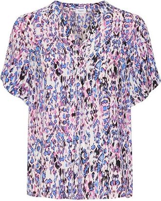 Saint Tropez Roze Ikat Paint Korte Mouw Top - Dames - Blouses - Veelkleurig - M - Overhemden