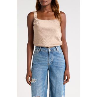 ASTR the Label Textured Satin Tank in Champagne at Nordstrom Rack, Size Small
