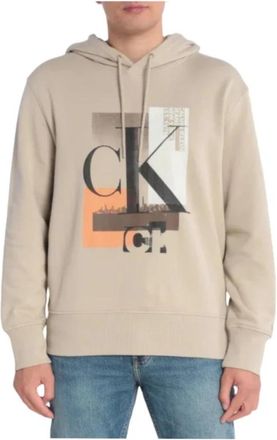Calvin Klein Connected Layer Sweatshirt - Heren - Hoodies - Beige - 2XL - Katoen - Hoodies & sweatvesten