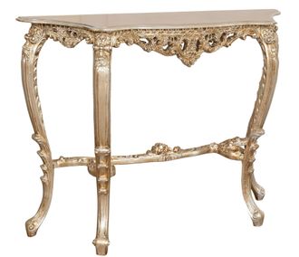 Biscottini International Mesa Consola De Madera Hoja De Plata Envejecida Made In Italy