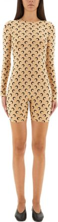 Marine Serre Beige Printed Round Neck Jumpsuit