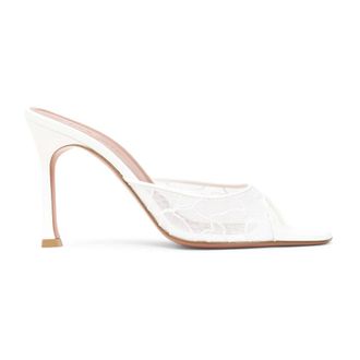 Amina Muaddi Heeled Mules, female, Beige, Size: 8 1/2 US Alexa Lace Slipper 95