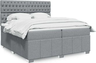 vidaXL Vidaxl - Cama Box Spring Con Colch&oacute;n Tela Gris Claro 200x200 Cm