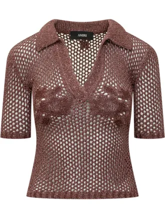Amiri Red Knitted Shirt Collar Polo