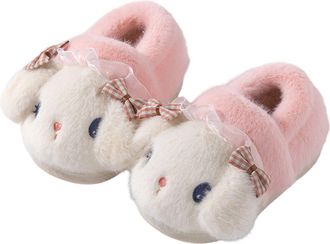 Generic Kids Fluffy Slippers Fleece Lined Warm Indoor Slippers Non Slip Sole Cosy Home Footwear Cute Cartoon Character Children Shoes for Age 2 To 8 Years