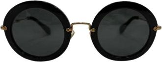 Miu Miu Pre-owned Accessories, female, Black, Size: ONE SIZE Pre-owned Smu13N Round-Framed Sunglasses