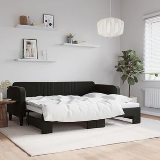 vidaXL Sof&aacute; Cama Nido Terciopelo Negro 80x200 Cm Vidaxl