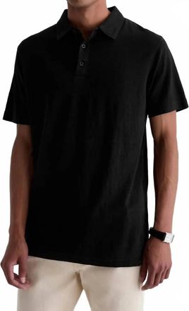 AG - Adriano Goldschmied Bryce Classic Linen Short Sleeve Polo In True Black